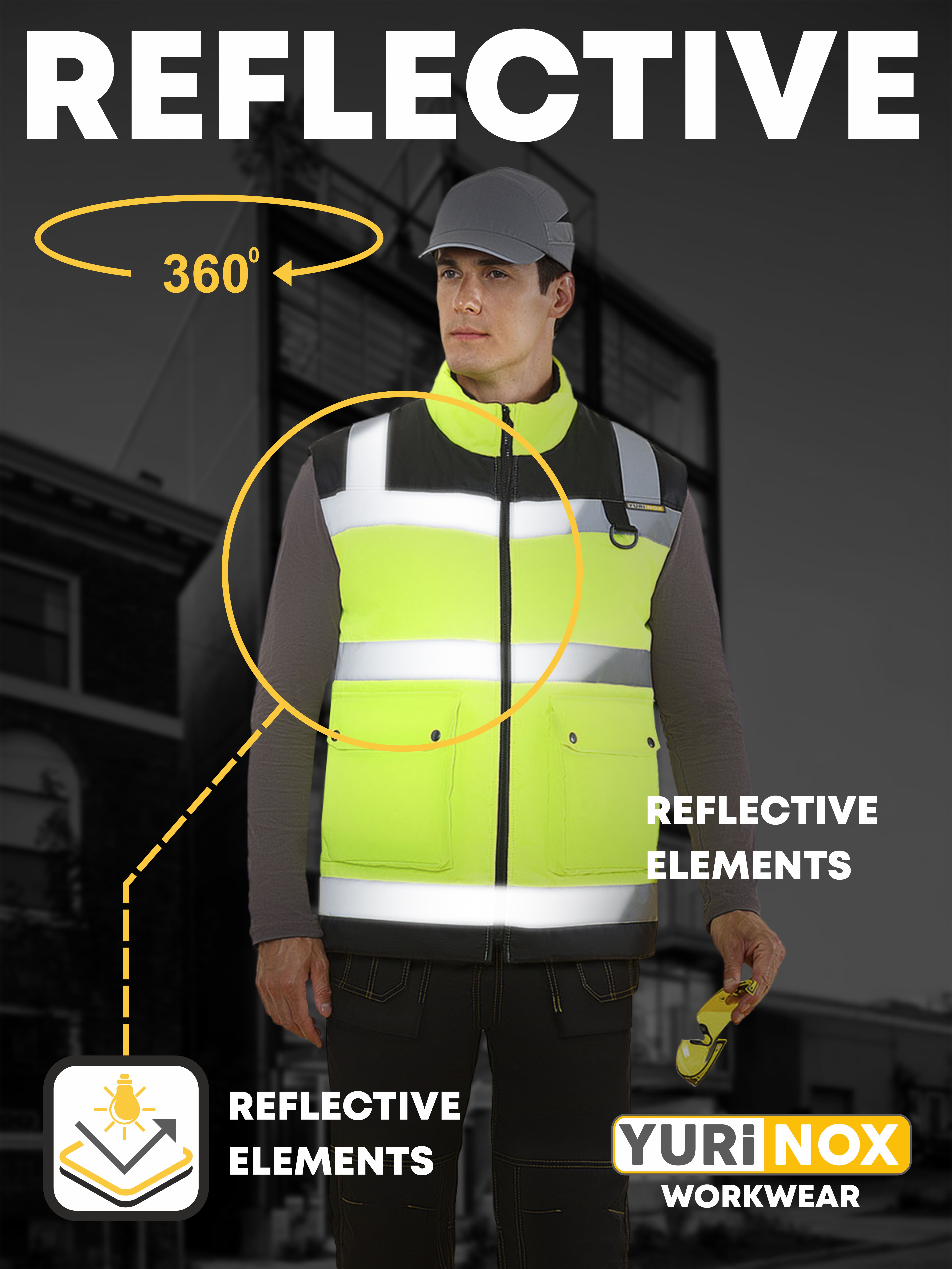 YURINOX SPECTR Insulated Hi-Vis Vest - Yurinox Workwear