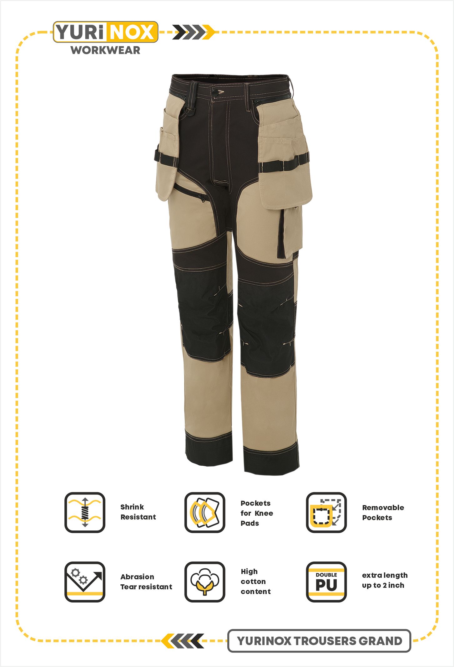 YURINOX GRAND Men's Carpenter Pants - Color Royal Blue / Black