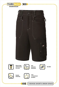 YURiNOX UNION SPACE Work Shorts - Black