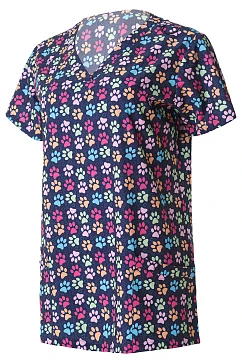ERGOFIVE ACTIVE Women's V-Neck 4WS Top EAJW02 Print Cat'S Footprints