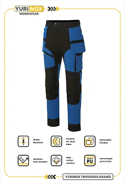 YURiNOX Grand Work Pants - Royal Blue/Black